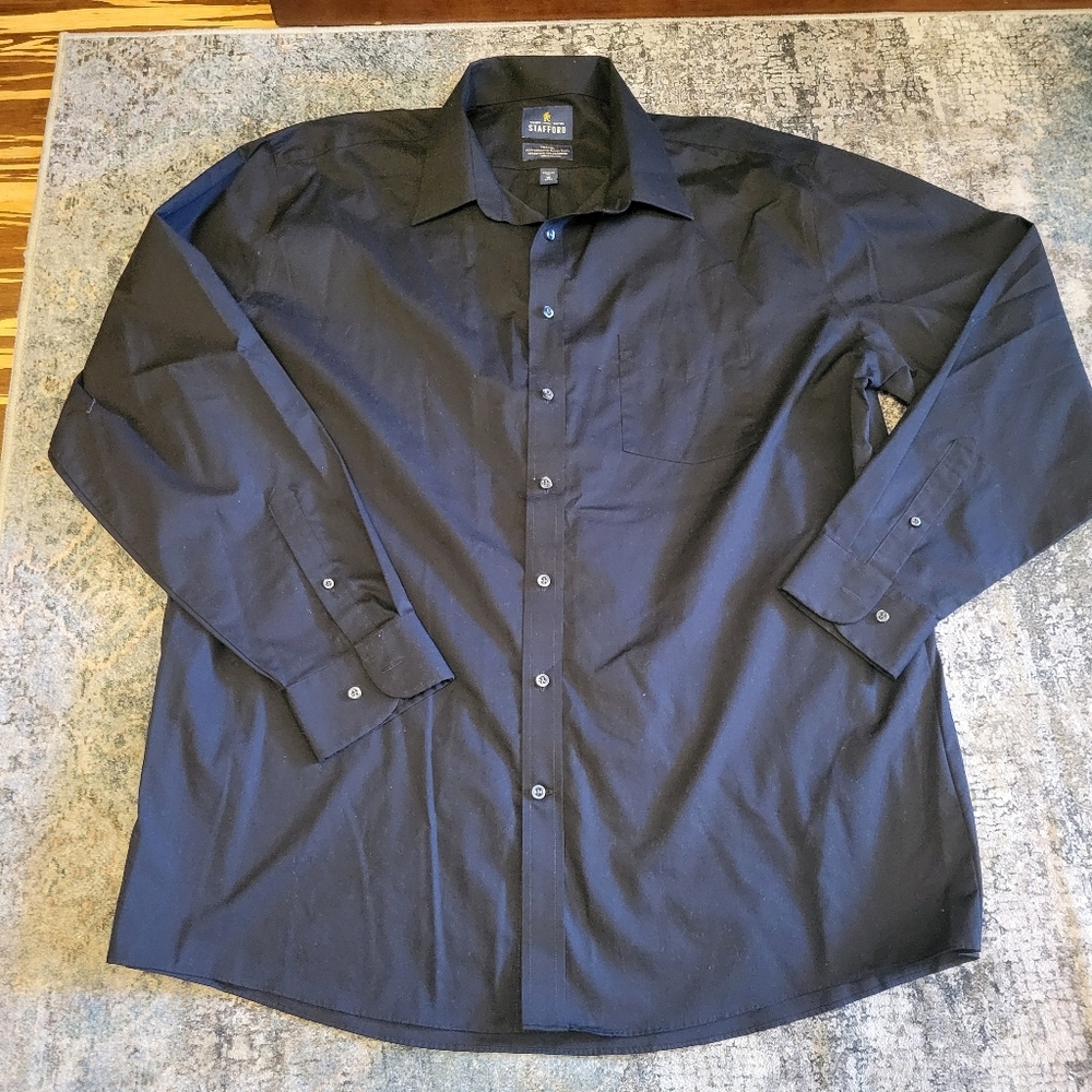 Stafford Size 18, Sleeve 36/37 Men's Black Button-Up Shirt